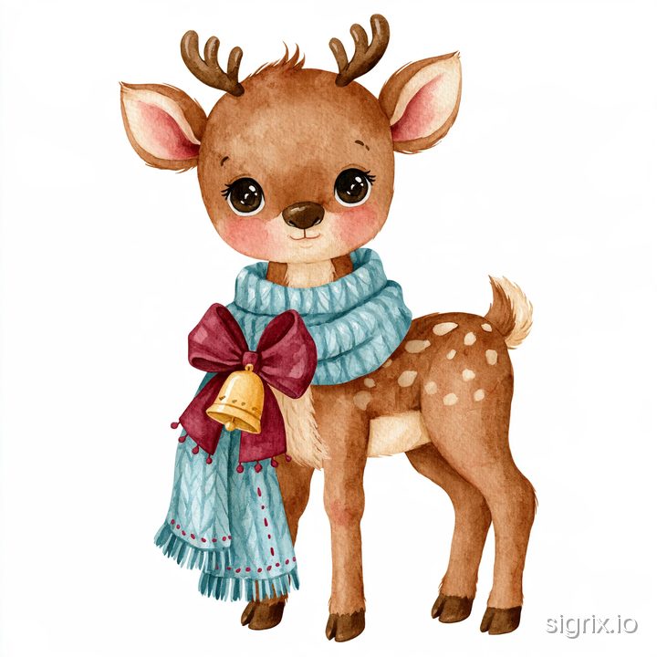Whimsical Christmas Watercolor Clipart for Midjourney sample generation 9