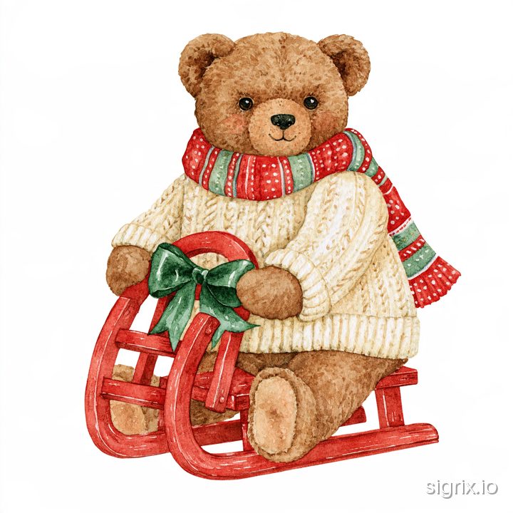 Whimsical Christmas Watercolor Clipart for Midjourney sample generation 1