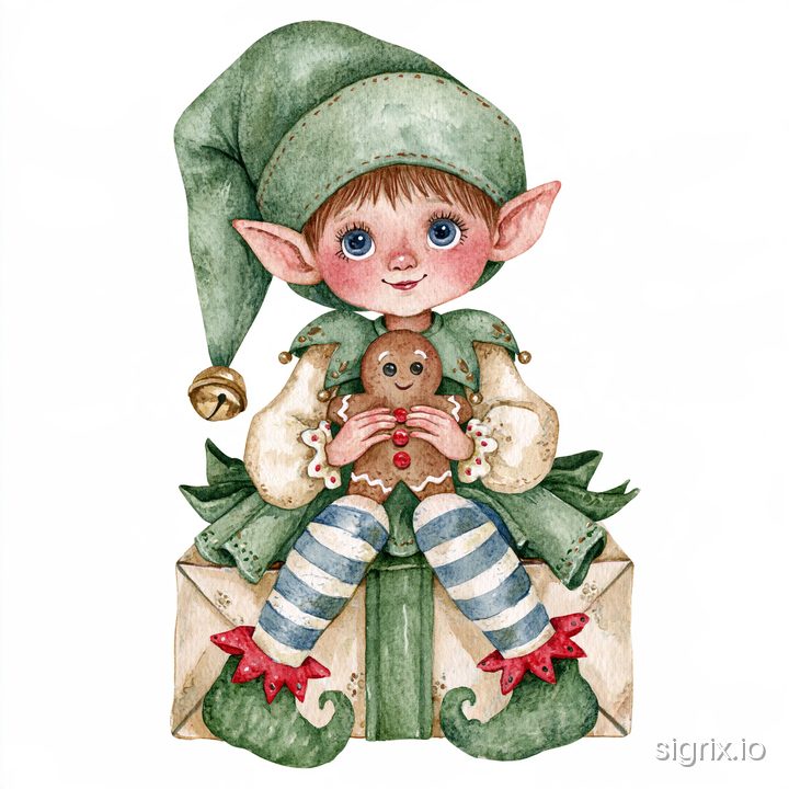 Whimsical Christmas Watercolor Clipart for Midjourney sample generation 8