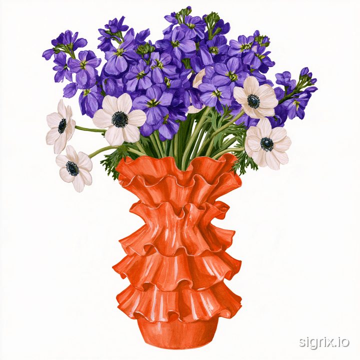 Watercolor Artistic Floral Vase Clipart Midjourney Prompt sample generation 1