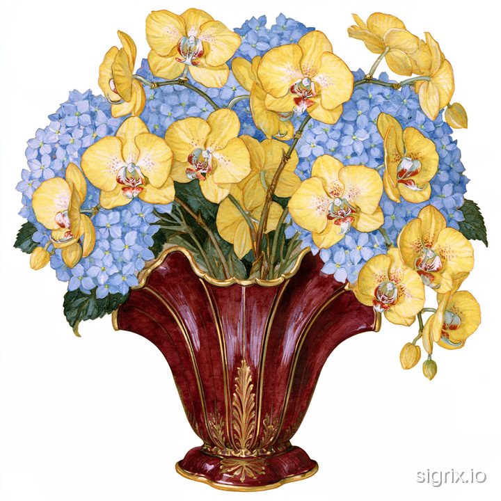 Watercolor Artistic Floral Vase Clipart Midjourney Prompt sample generation 2