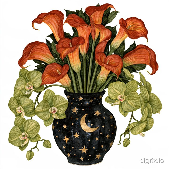 Watercolor Artistic Floral Vase Clipart Midjourney Prompt sample generation 3