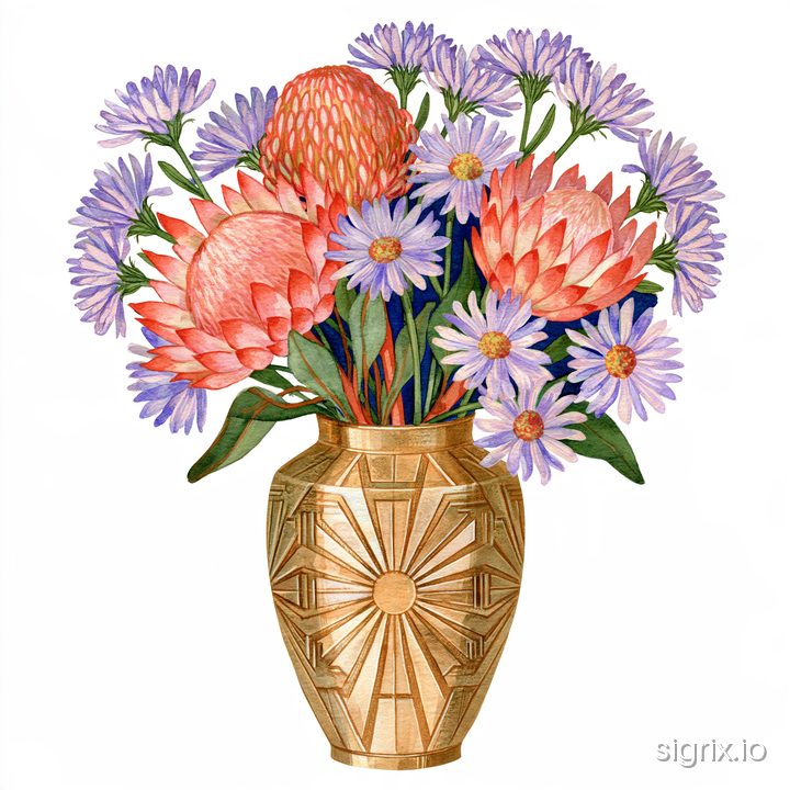 Watercolor Artistic Floral Vase Clipart Midjourney Prompt sample generation 9