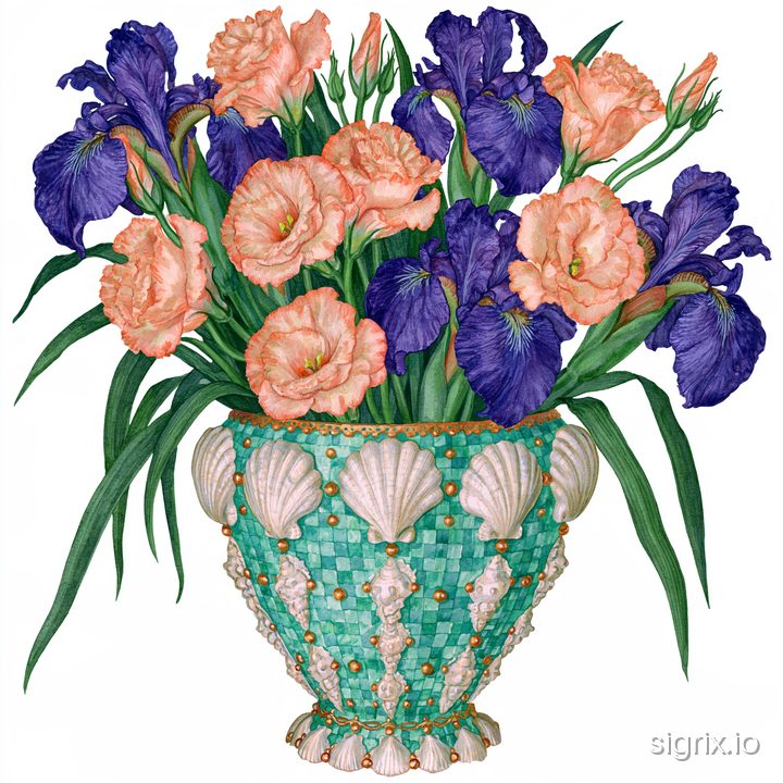 Watercolor Artistic Floral Vase Clipart Midjourney Prompt sample generation 8