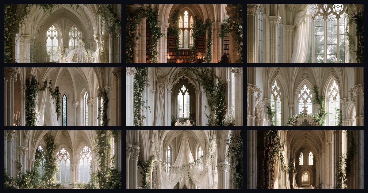 Romantic Gothic Cathedral Interior Art Prompt