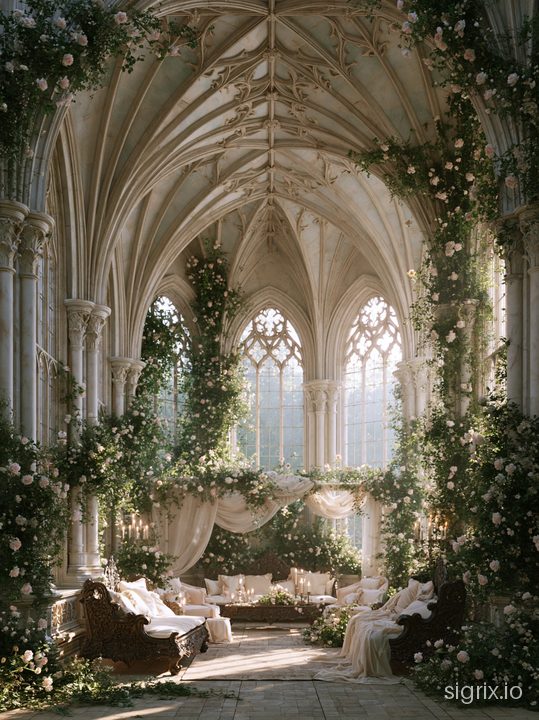 Romantic Gothic Cathedral Interior Art Prompt sample generation 7