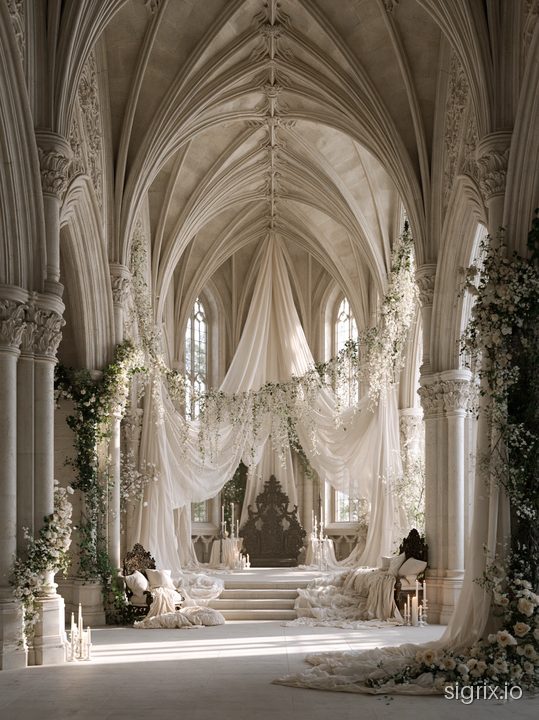 Romantic Gothic Cathedral Interior Art Prompt sample generation 8