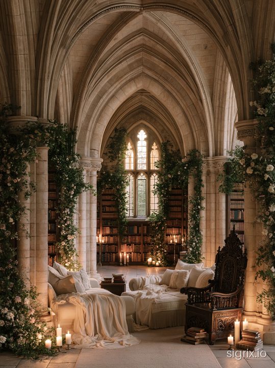 Romantic Gothic Cathedral Interior Art Prompt sample generation 2