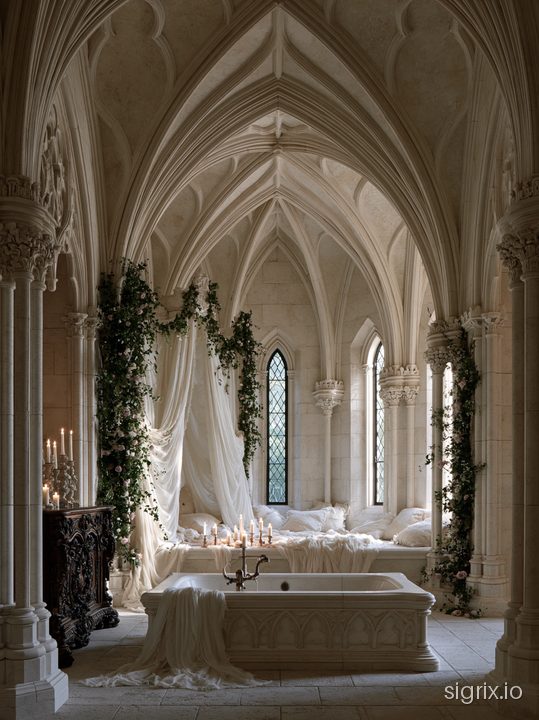 Romantic Gothic Cathedral Interior Art Prompt sample generation 4