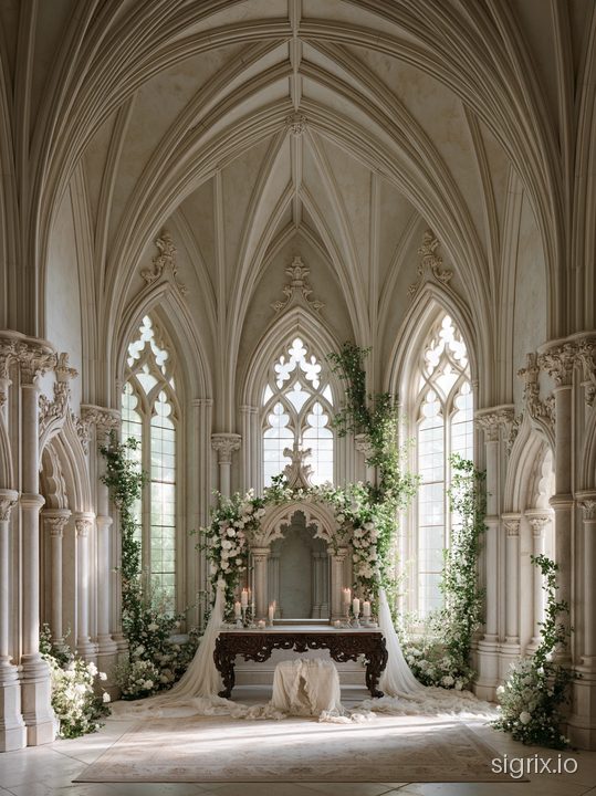 Romantic Gothic Cathedral Interior Art Prompt sample generation 6