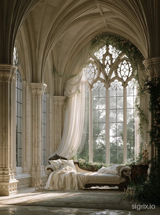 Romantic Gothic Cathedral Interior Art Prompt sample generation 3