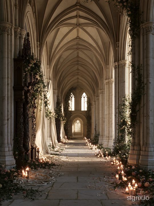 Romantic Gothic Cathedral Interior Art Prompt sample generation 9