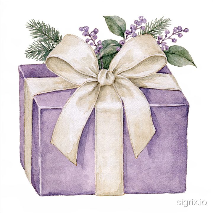 Purple Christmas Watercolor Clipart sample generation 8