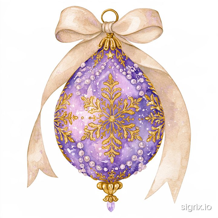 Purple Christmas Watercolor Clipart sample generation 3