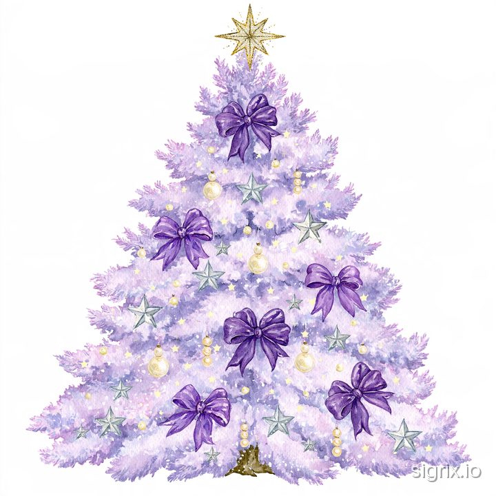 Purple Christmas Watercolor Clipart sample generation 1