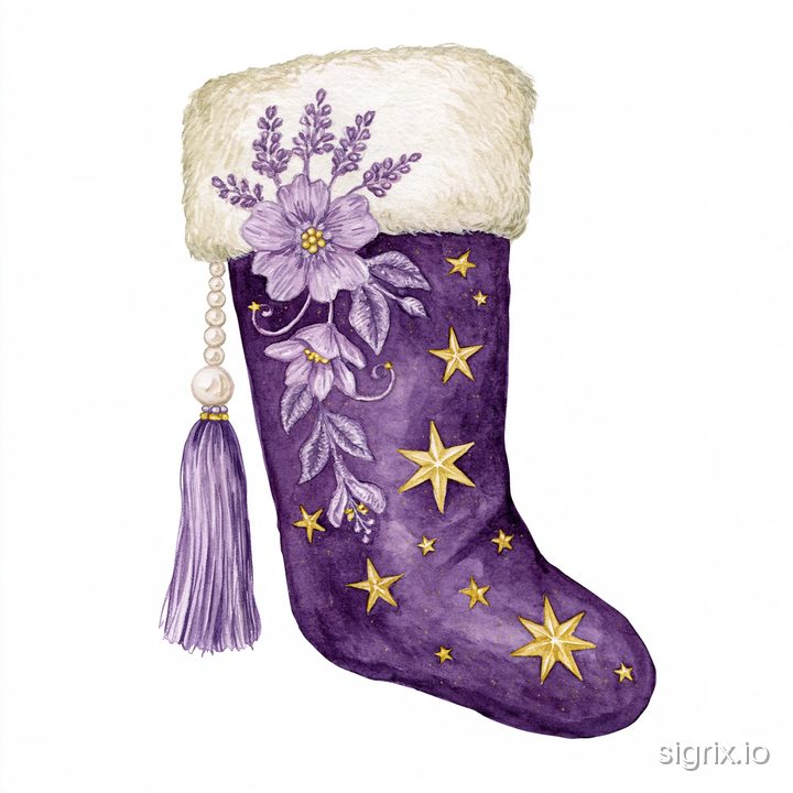 Purple Christmas Watercolor Clipart sample generation 7