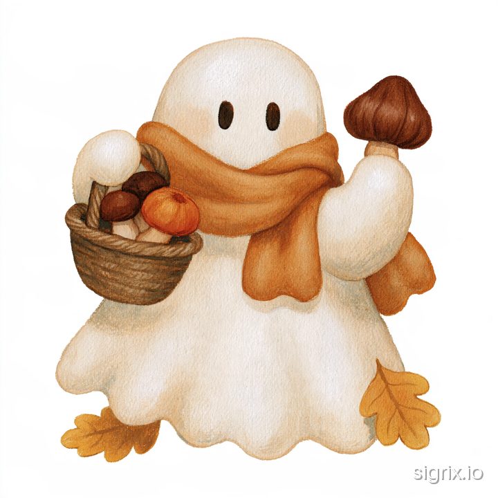Cozy Autumn Halloween Ghost Clipart sample generation 6