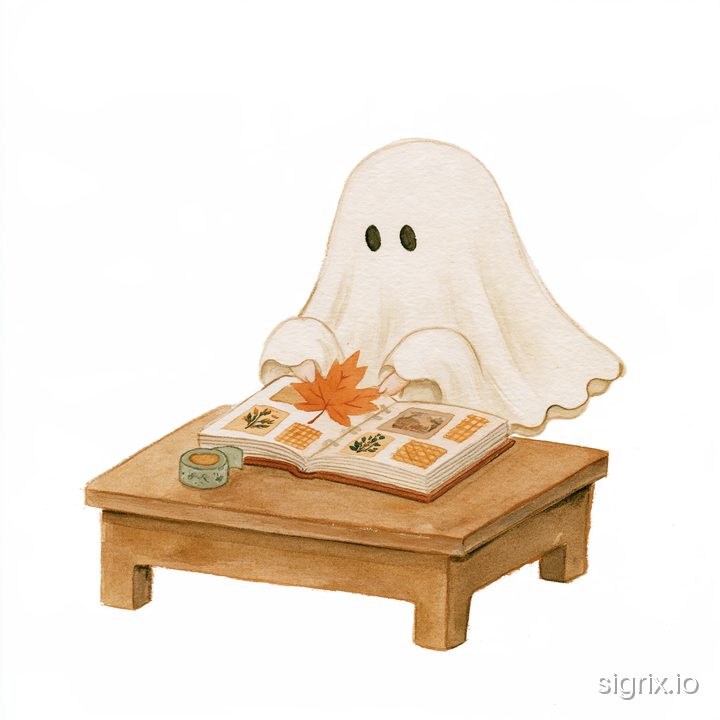 Cozy Autumn Halloween Ghost Clipart sample generation 3