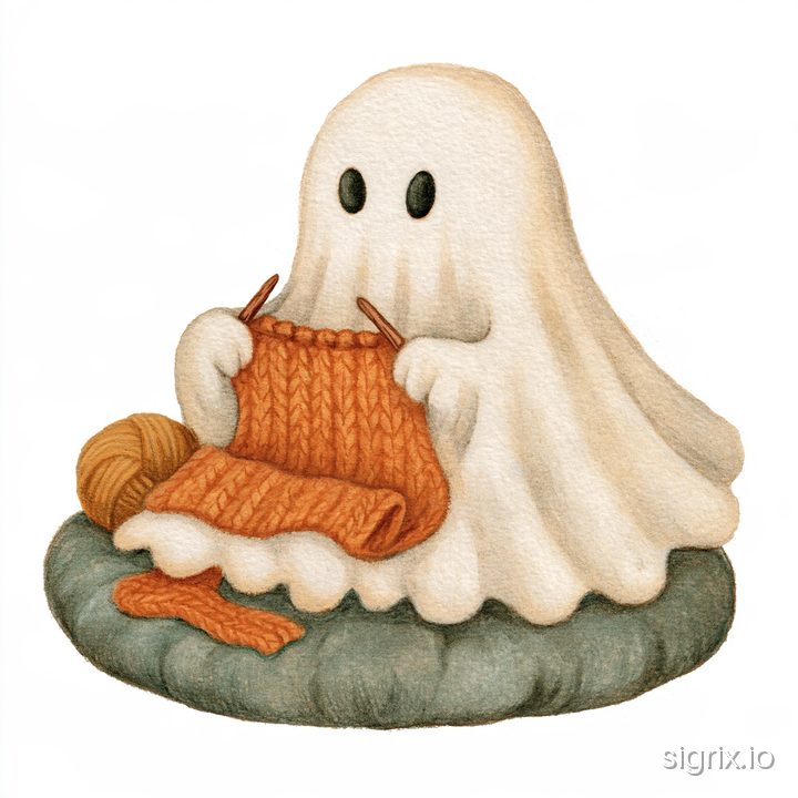 Cozy Autumn Halloween Ghost Clipart sample generation 1