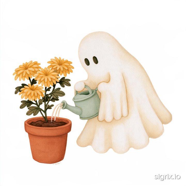 Cozy Autumn Halloween Ghost Clipart sample generation 4