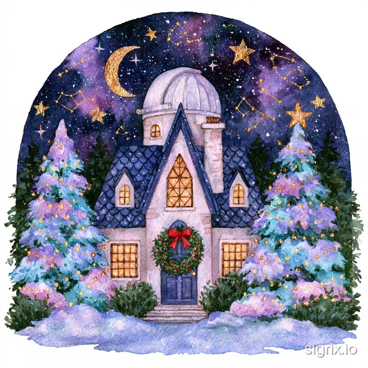 Cosmic Christmas Watercolor Clipart for Midjourney sample generation 4