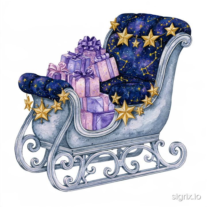 Cosmic Christmas Watercolor Clipart for Midjourney sample generation 9