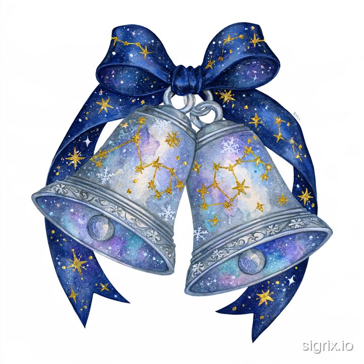 Cosmic Christmas Watercolor Clipart for Midjourney sample generation 1