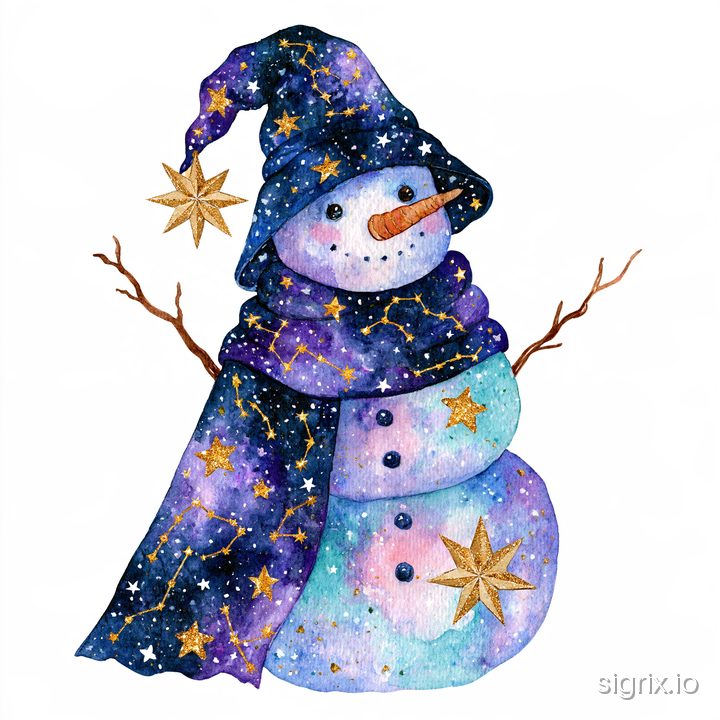 Cosmic Christmas Watercolor Clipart for Midjourney sample generation 5