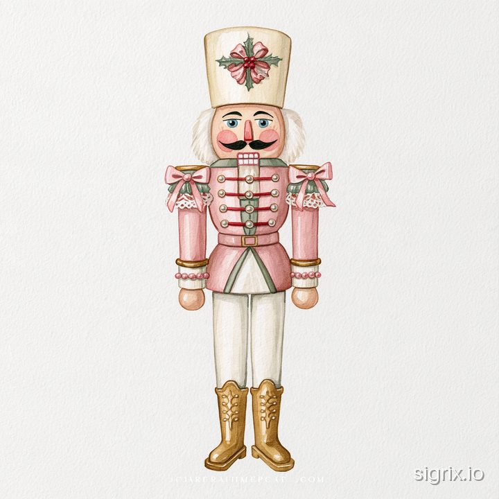 Pink Coquette Christmas Watercolor Clipart for Midjourney sample generation 7