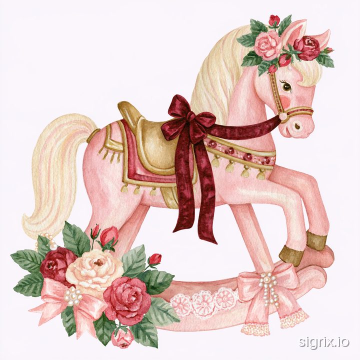 Pink Coquette Christmas Watercolor Clipart for Midjourney sample generation 2