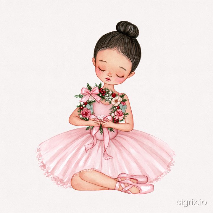 Pink Coquette Christmas Watercolor Clipart for Midjourney sample generation 9