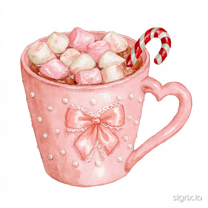 Pink Coquette Christmas Watercolor Clipart for Midjourney sample generation 3