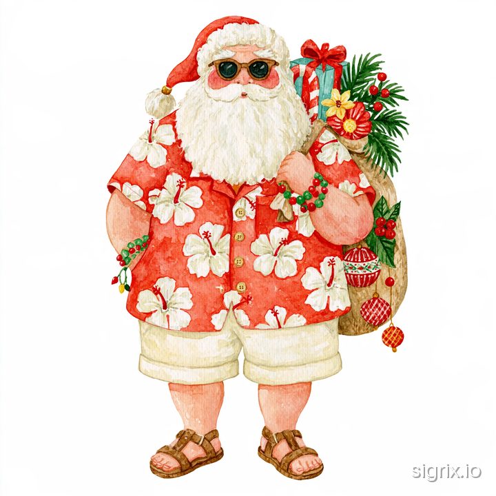 Tropical Christmas Watercolor Clipart for Midjourney sample generation 4