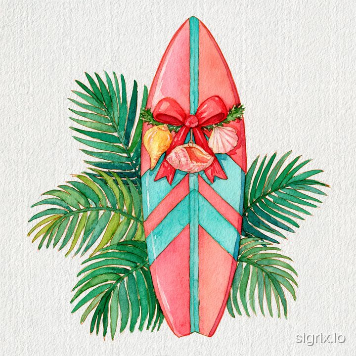 Tropical Christmas Watercolor Clipart for Midjourney sample generation 9