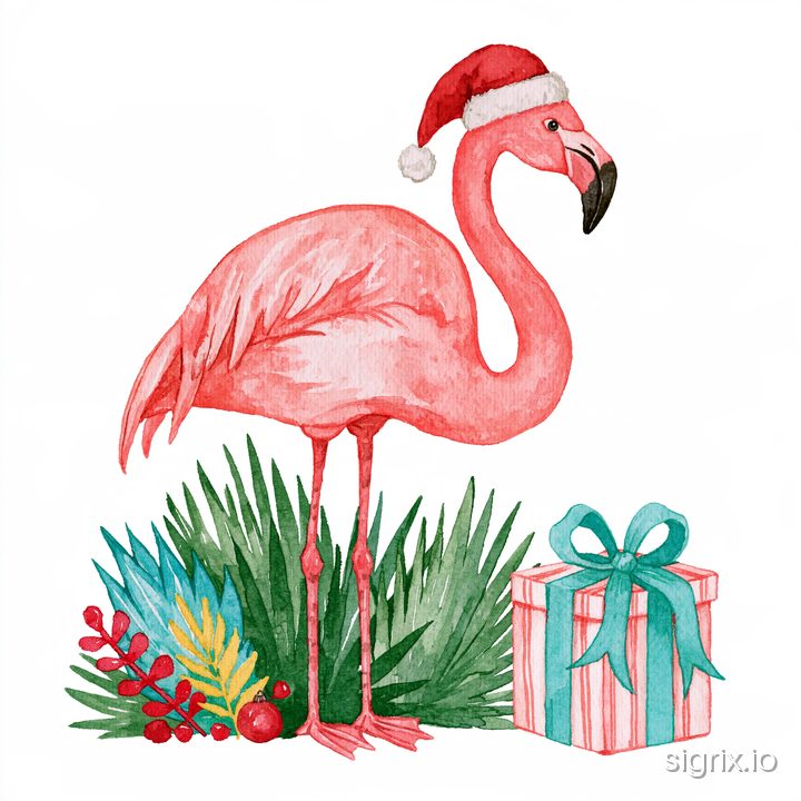 Tropical Christmas Watercolor Clipart for Midjourney sample generation 1