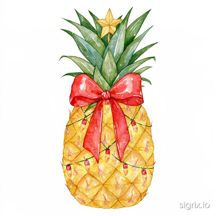 Tropical Christmas Watercolor Clipart for Midjourney sample generation 7