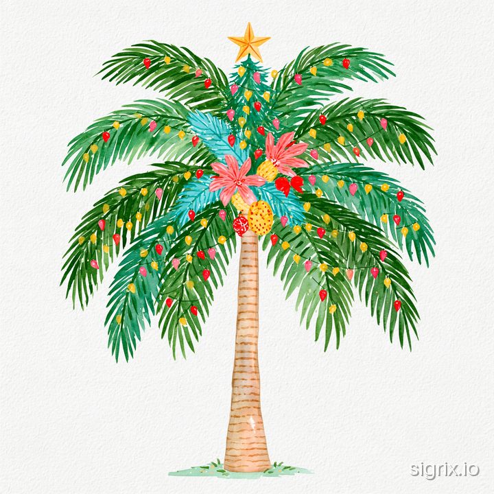 Tropical Christmas Watercolor Clipart for Midjourney sample generation 8