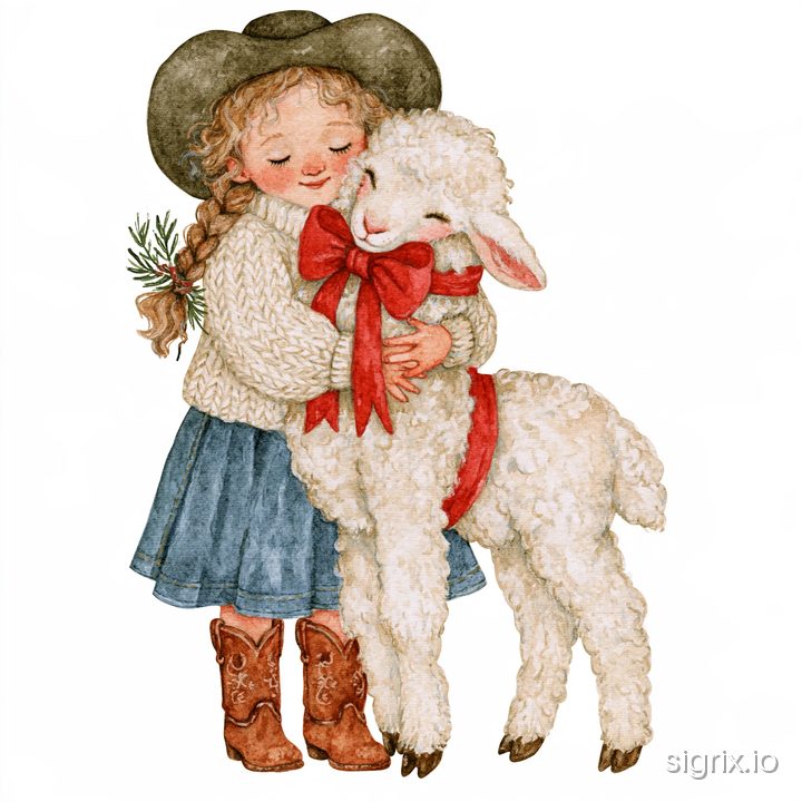 Cowboy Christmas Watercolor Clipart for Midjourney sample generation 5