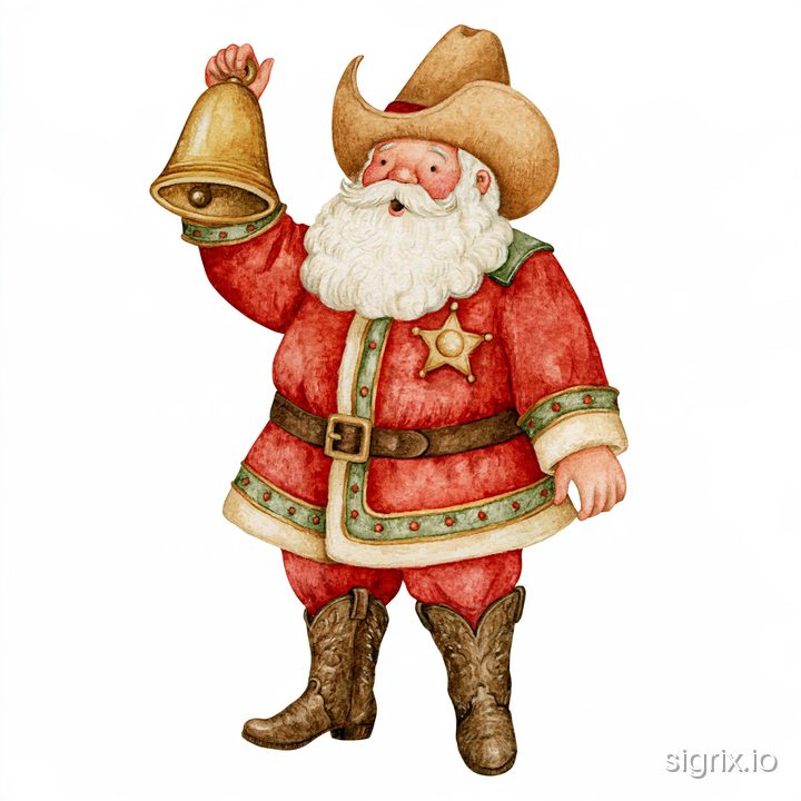 Cowboy Christmas Watercolor Clipart for Midjourney sample generation 8