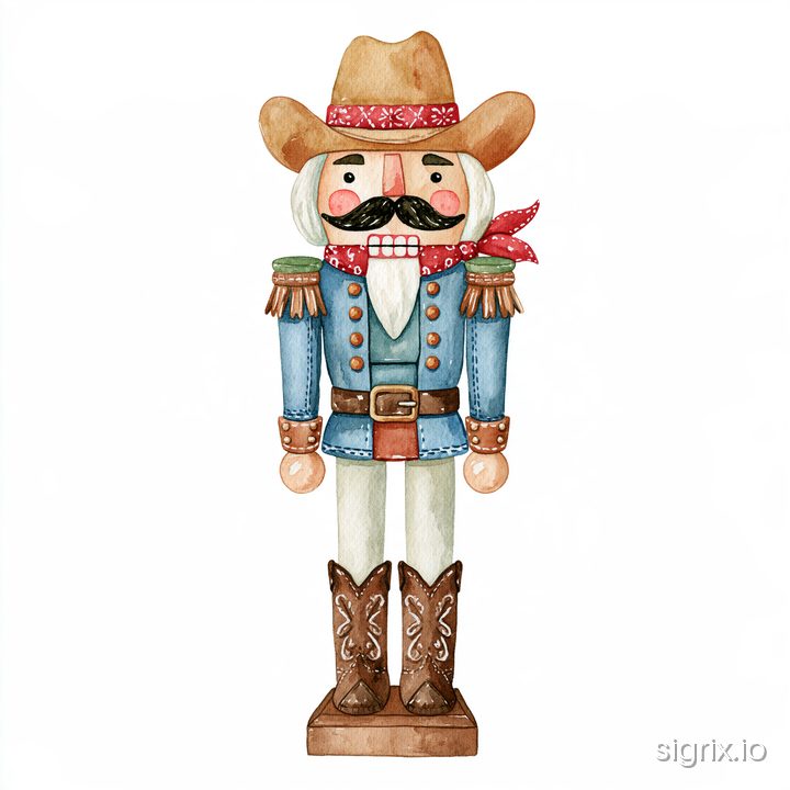 Cowboy Christmas Watercolor Clipart for Midjourney sample generation 7